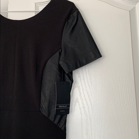 Zara black dress with leather sleeves - Picture 2 of 4
